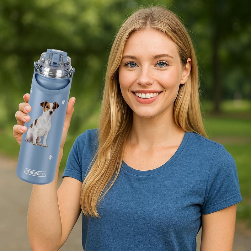 ES Pets SERENGETI 24 Oz Water Bottle Stainless Steel with Spill Proof Lid - Double walled Vacuum Insulated water flask - Realistic 3D Print of your favorite dog (Jack Russell Terrier) - Image 4